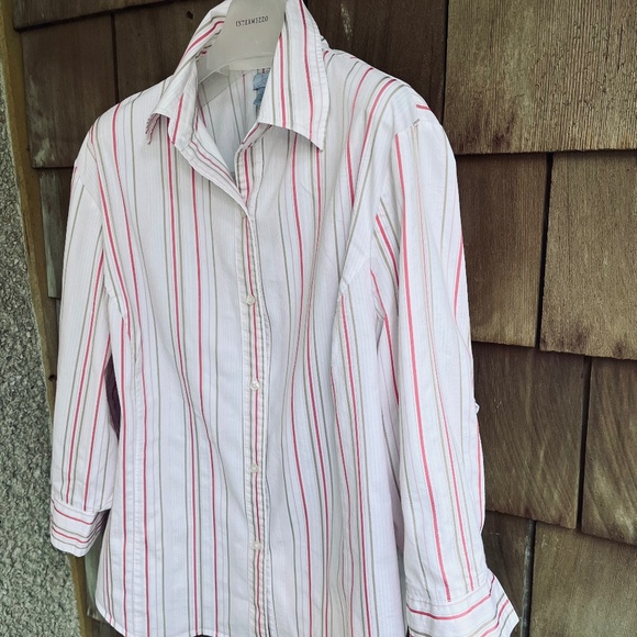 Striped Shirt Plus Size 3X Button Down 3/4 sleeves - Picture 1 of 10